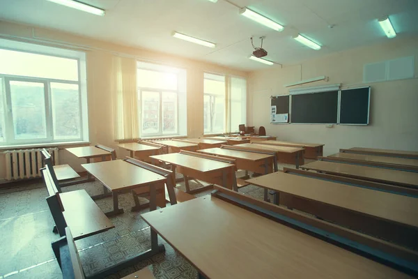 Interior Empty School Classroom Concept Coronavirus Covid Quarantine Schools Educational — Stock Photo, Image