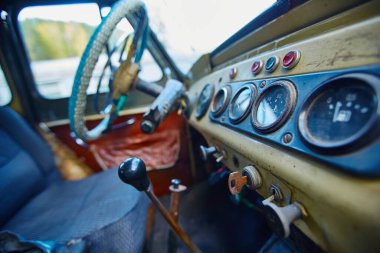 Old car automobile dashboard, background
