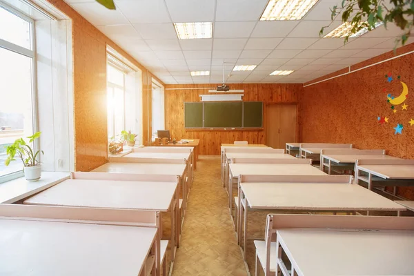 Interior Uma Sala Aula Vazia Conceito Quarentena Coronavírus Covid Escolas — Fotografia de Stock