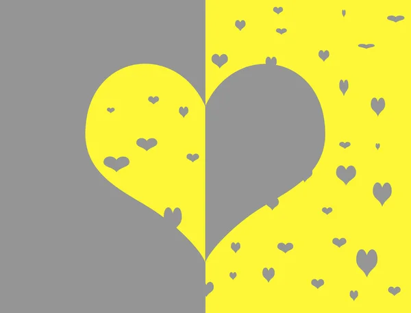 Das Bild ist ein Herzsymbol, das die modischen Farben Grau und Gelb zeigt. — Stockfoto