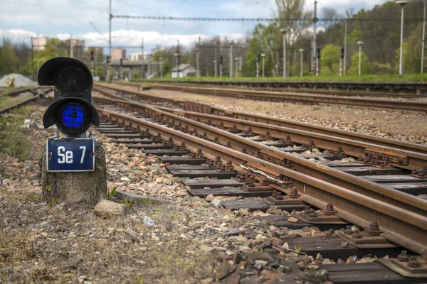 Semafor před železniční výhybky — Stock fotografie