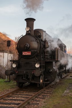 Tarihi buharlı tren istasyonunda bekleyen