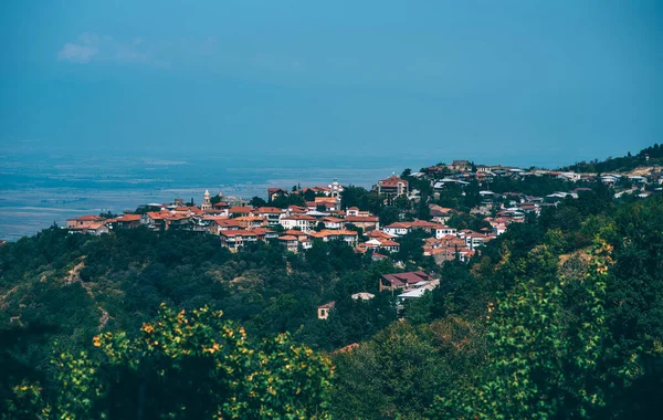 Gürcistan Daki Alazani Vadisi Kakheti Sighnaghi Şehrinin Resimli Evlerini Seyret — Stok fotoğraf