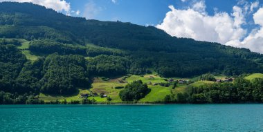 Lungern Gölü ve İsviçre Alpleri, Obwalden, İsviçre, Avrupa.