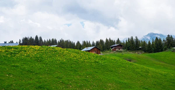 Prachtig Uitzicht Het Schilderachtige Berglandschap Alpen Met Traditioneel Oud Bergchalet — Stockfoto