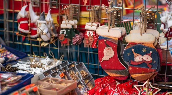 Bela Decoração Compras Mercado Tradicional Natal Cidade Europeia Iluminação Decorações — Fotografia de Stock