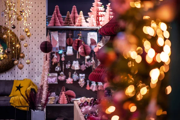 Decoração Natal Colorida Mercado Natal Maastricht Presentes Ramos Abeto Decorações — Fotografia de Stock