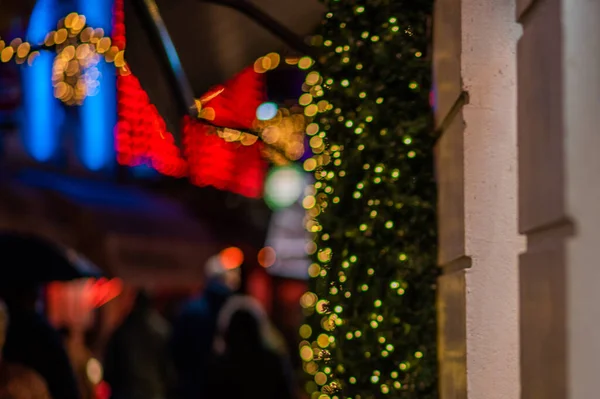 Décorations Noël Avec Lumières Illumination Décorations Festives Dans Les Rues — Photo