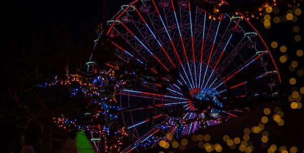 Decoraciones Navideñas Con Luces Iluminación Festiva Decoraciones Las Calles Ciudad — Foto de Stock