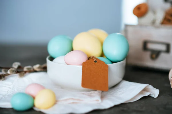 Huevos Pascua Sobre Fondo Madera Fondo Primavera Vintage Para Vacaciones — Foto de Stock
