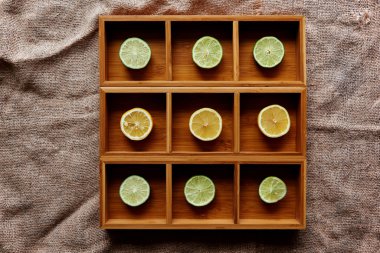 There are Fruits in a wooden form