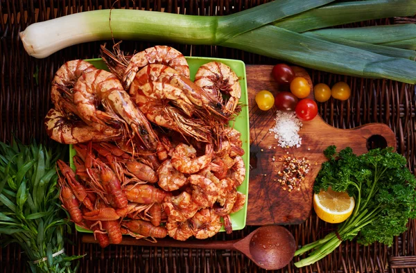 Assorted seafood on a plate — Stock Photo, Image