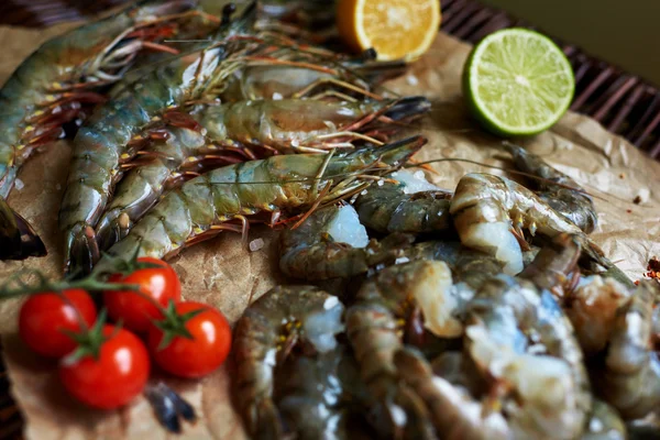 Set of fresh shrimp — Stockfoto
