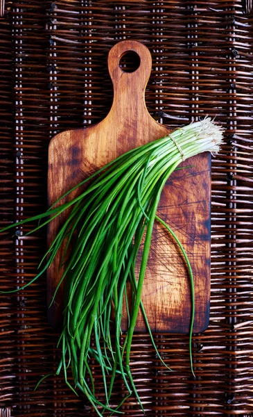 There are fresh herbs on rattan table — Stock Photo, Image