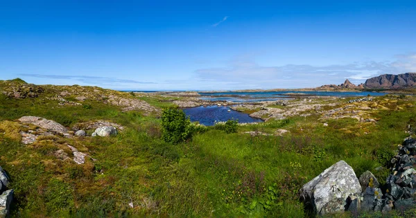 Giant Panoramic View Coastal Landscape Island Leka View Mountain Range — ストック写真