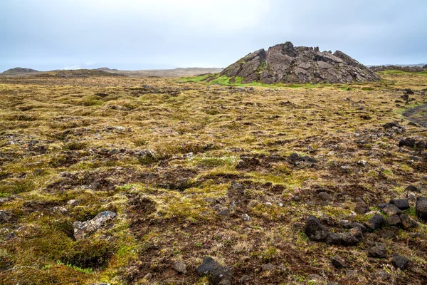 Island Landmannalaugar landskap med orange mossa och lavavulkan kullar — Stockfoto