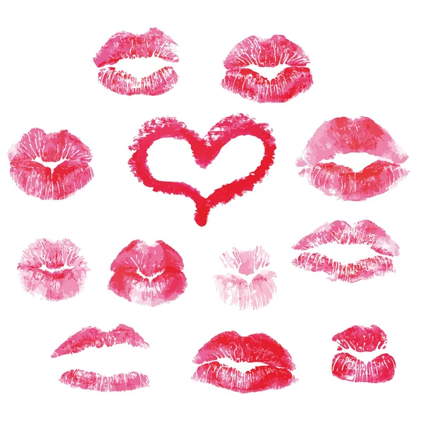 Lips prints kisses - vector illustration. — Stock Vector