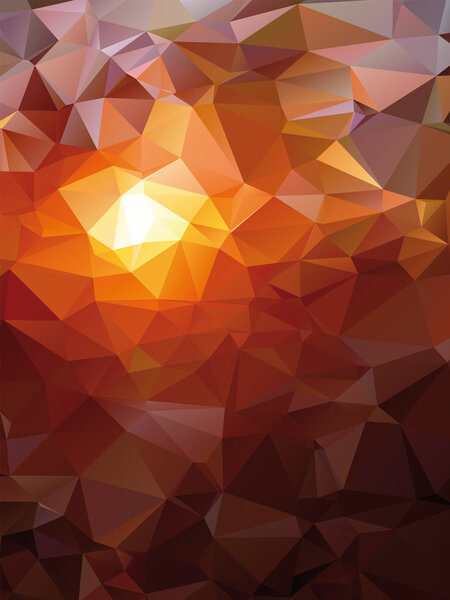 Geometric Polygonal Sunset Landscape with Mountains