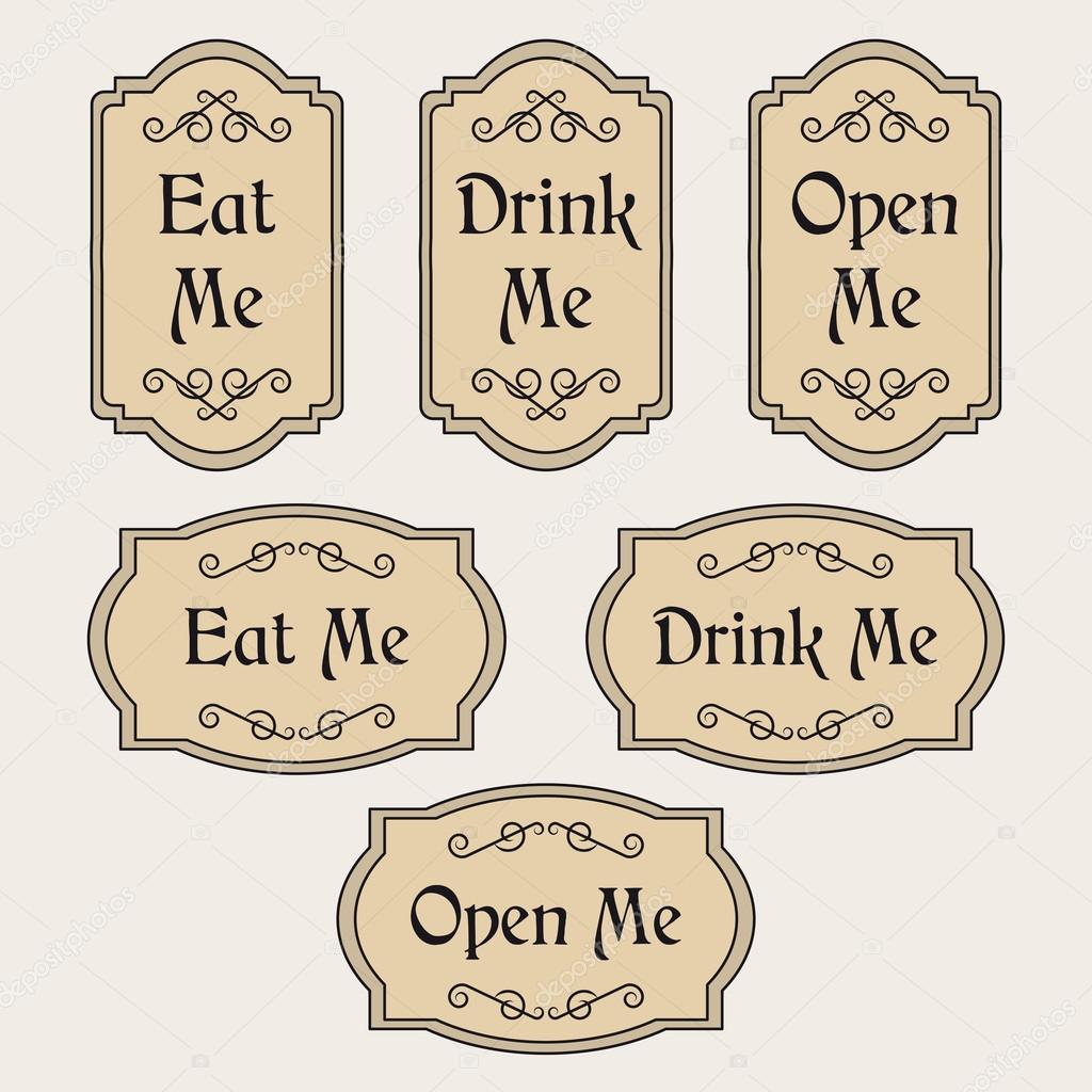 Eat, Drink, Open Me vintage labels