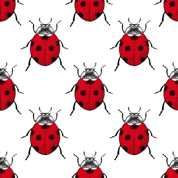 Εκλεκτής ποιότητας χωρίς ραφή πρότυπο κόκκινο ladybugs — Διανυσματικό Αρχείο