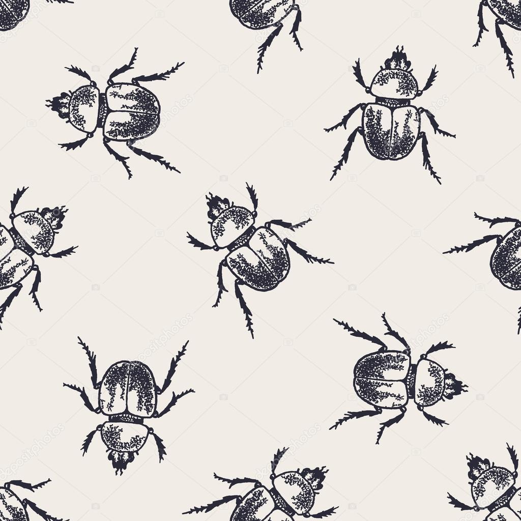 Beetles vintage seamless pattern