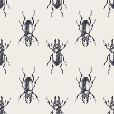 Böcekleri vintage seamless modeli