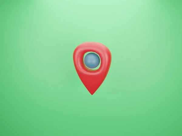 Значок Пин Карты Изолирован Зеленом Фоне Показывает Местоположение — стоковое фото