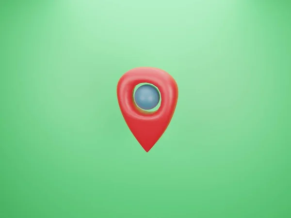 Icono Pin Mapa Aislado Sobre Fondo Verde Mostrar Ubicación Renderizar — Foto de Stock