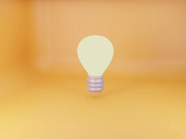 Turuncu arkaplanda bulunan ligtht ampul simgesi 3D çizimi.