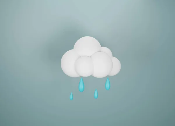 Simge yağmurlu çivit arkaplan elementinde izole edildi, hava simgesi. 3B görüntüleme.