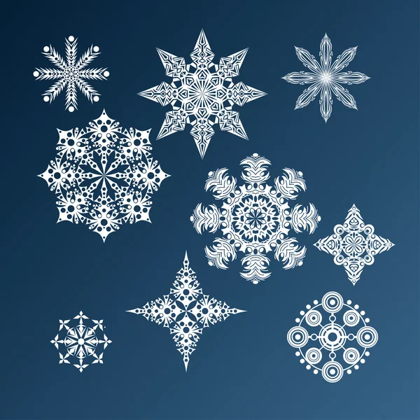Grafische winter set sneeuwvlokken — Stockfoto