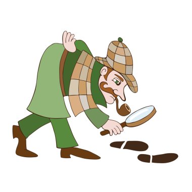 Dedektif beyaz bir arka plan üzerinde