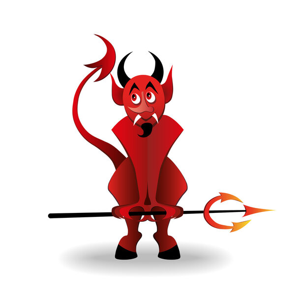 Red devil with trident