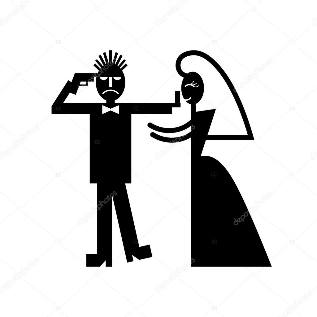 Wedding couple pictogram bride whips groom icons