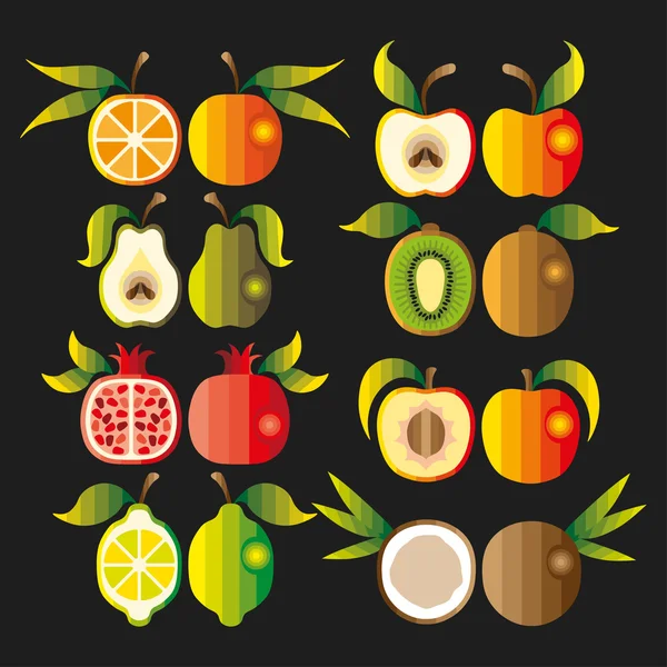 Ілюстрація набір фруктів — стокове фото