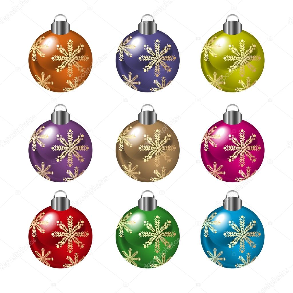 Christmas balls in various colors vector illustration.