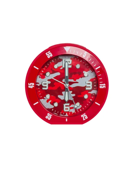 Reloj rojo sobre fondo blanco aislado . — Foto de Stock
