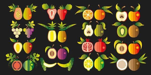 Ілюстрація набору фруктів . — стокове фото