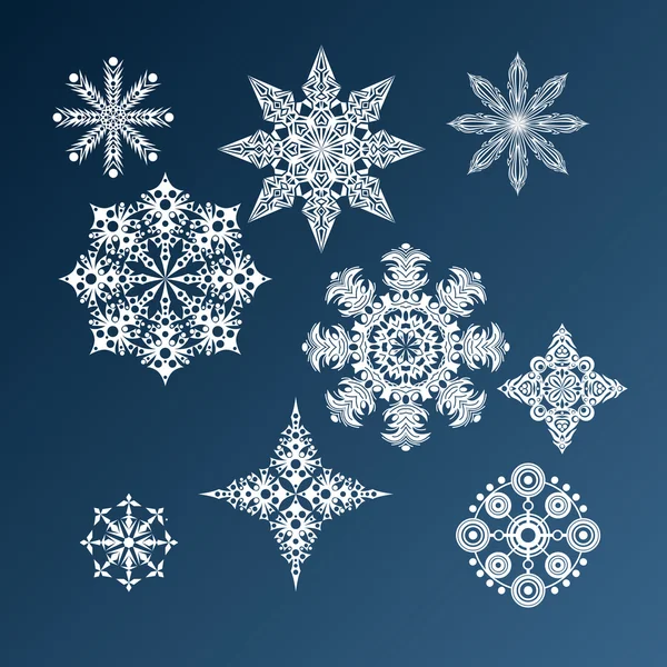 Графічний зимовий набір сніжинок — стоковий вектор