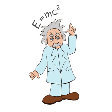 Beyaz bir arka plan üzerinde Einstein