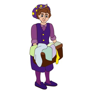 wascherwoman beyaz bir arka plan üzerinde