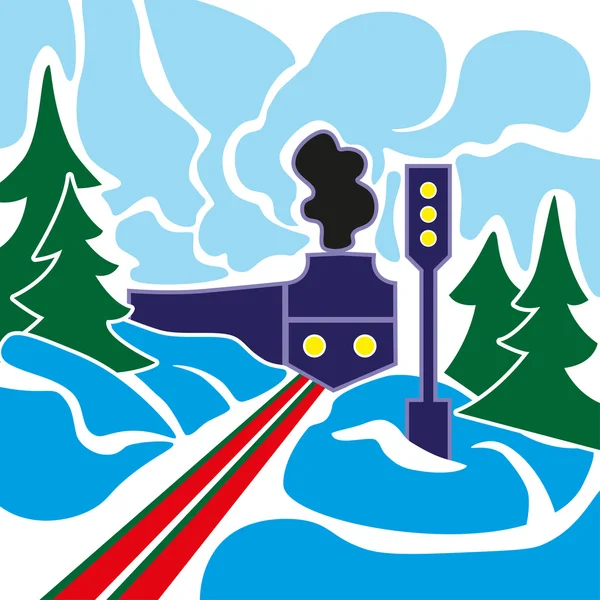 Eski tren ve kış manzara