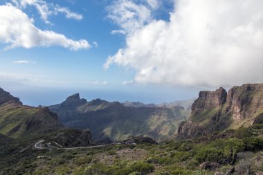 Yüzyıl bitki Masca Köyü ve dağlar, Tenerife, Kanarya Adaları, İspanya karşısında