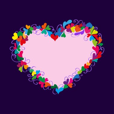 Vektör kartı. Kalpleri ve çerçeve
