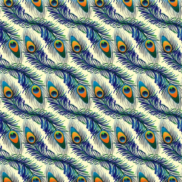 Hermoso vector patrón sin costuras con plumas de pavo real . — Archivo Imágenes Vectoriales