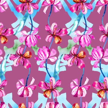 El çizimi renkleri olan bir desen. Tasarım için, arka planlar, kartpostallar, ambalaj kağıtları ve kumaşlar için suluboya çiçekler ve dokular.
