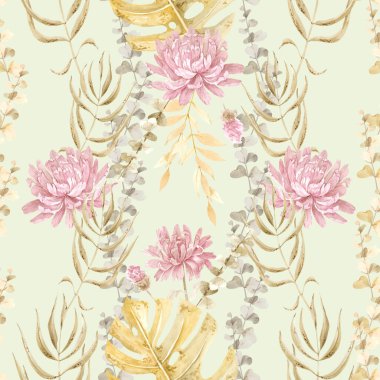 El boyası suluboya tropikal desen yeşil