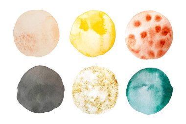 Beyaz arkaplana elle çizilmiş suluboya desenler