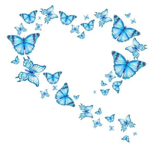 Aquarell Schmetterlinge Rahmen Für Karten Und Logo Handgemachte Illustrationen — Stockfoto