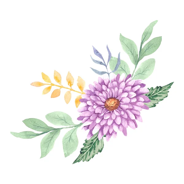 Hösten Blommor Och Kvistar Akvarell Vit Bakgrund För Användning Produktdesign — Stockfoto